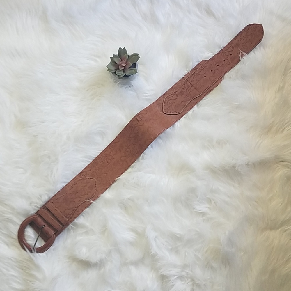 Tan Wide Etched Belt